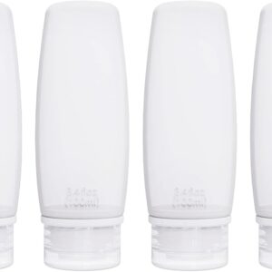 Silicone Travel Bottles for Toiletries TSA Approved Travel Size Containers Set 4 Pack Portable Leak Proof Refillable Cosmetic Squeeze Bottles Shampoo Hair Conditioner Body Lotion Bath Shower Gel