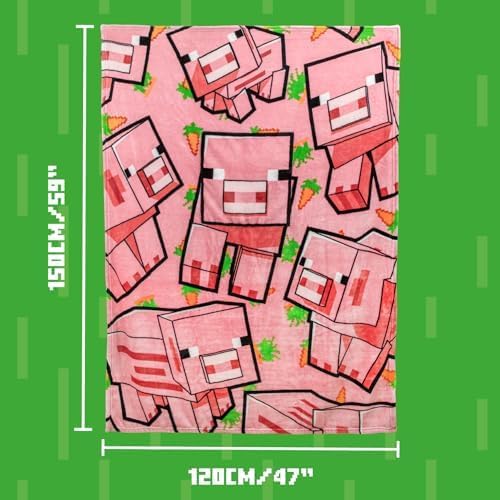 Paladone Minecraft Pig 2-in-1 Cushion Blanket - Officially Licensed Microsoft Travel Blanket, Foldable Soft Fluffy Throw, Gamer Living Room or Bedroom Decor 120cm x 150cm - Image 3