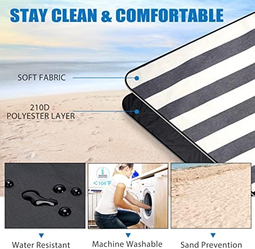G GOOD GAIN Waterproof Picnic Blanket Portable with Carry Strap for Beach Mat or Family Outdoor Camping Party, Park Blanket for Grass Park, Hiking, Travel, Concerts (Denim Blue) - Image 4