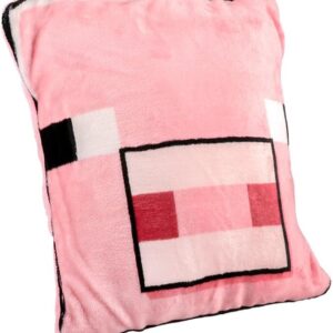 Paladone Minecraft Pig 2-in-1 Cushion Blanket - Officially Licensed Microsoft Travel Blanket, Foldable Soft Fluffy Throw, Gamer Living Room or Bedroom Decor 120cm x 150cm