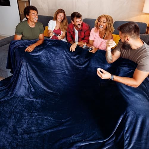 Bedsure GentleSoft Oversized King Big Blanket 120"x120" - Extra Large Soft Fleece Blankets for Bed, Sofa, Couch, Travel, Camping, Party, Giant Huge Throws, 10'x10', Navy