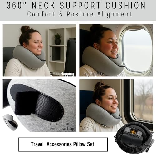 Travel Pillow for Airplane,Ergonomic Neck Support Memory Foam Scarf Pillows, Design Like a Cinnamon Roll, Soft & Comfy for Travel, Car, Train & Office, Adults & Kids, Includes 3D Eye Mask & Pill Case - Image 7