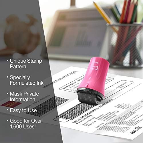Guard Your ID Wide Advanced Roller 2.0 Identity Theft Prevention Security Stamp Pink - Image 7