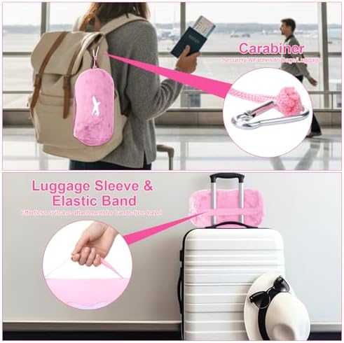 Peryiter 6 Sets Bulk Travel Blanket Pillows for Long Flight Sleeping 50 x 60 Inches Soft Flannel Packable Airplane Flight Blanket 2 in 1 Combo Warm Traveling Plane Essentials(Pink) - Image 4