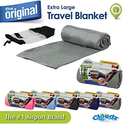 Cloudz Extra Large Airplane Travel Blanket for Your Flight, Car, Camping, Home or Comforting Warmth Anywhere! Includes Warm Cozy Pockets for Your Feet and a Travel Bag - Charcoal - Image 2