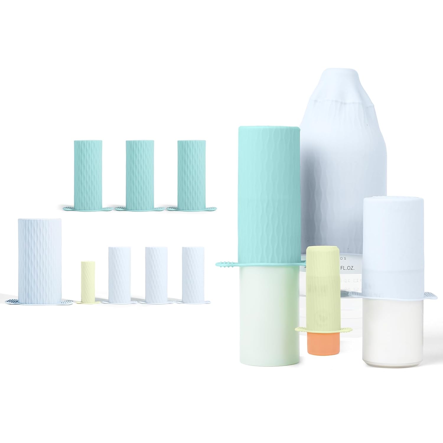 Bottle Covers for Travel, Leak Proof Elastic Sleeves, Travel Size Container Covers, Holiday Essentials for Women, Multiple Sizes Cover Suit for Various liquids Toiletries Bottles (8pcs)