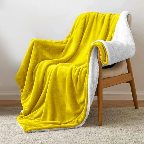 MOONLIGHT20015 Sherpa Blankets Queen Size - (Ochre, 90X90 Inches) Fuzzy, Soft and Wool/Fleece Blanket for Bed, Fluffy Blankets for Winter, Camping and Travel - Image 7