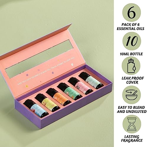 Folkulture Self Love Club Essential Oils Set | 6 Relaxing Fragrance Oils for Diffusers | Green Tea, Cashmere, Ocean Salt and More| Valentine’s Day Aromatherapy Gift for Her | Home Relaxation Scents - Image 2