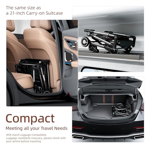 Lightweight Travel Baby Stroller, Foldable Portable Airplane Compact Umbrella Strollers for Toddler 1-3 Years (Full Canopy,Black) - Image 4