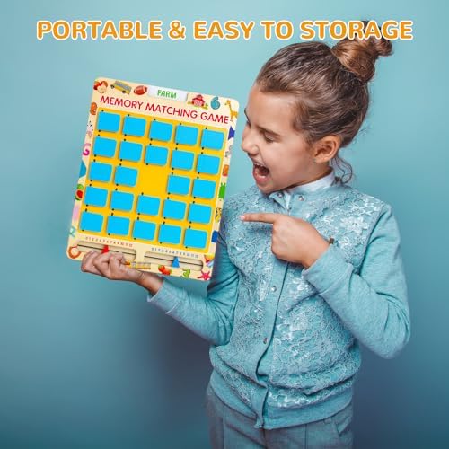 Matching Memory Game for Kids Age 3 4 5 6 7 8 Year Old, Travel Toy for Boys Girls, Wooden Board Game, Road Trip Essentials for Toddler, Airplane/ Car/ Camping Activity, Ideal Christmas, Birthday Gifts - Image 5