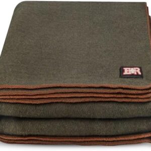 Military Wool Blanket - 80% Wool, Washable, Perfect for Outdoors, Camping, Picnic, Travel, Car & Bushcraft Emergency Blanket, 96" x 66", 5 lbs. - Olive Drab Green - Twin
