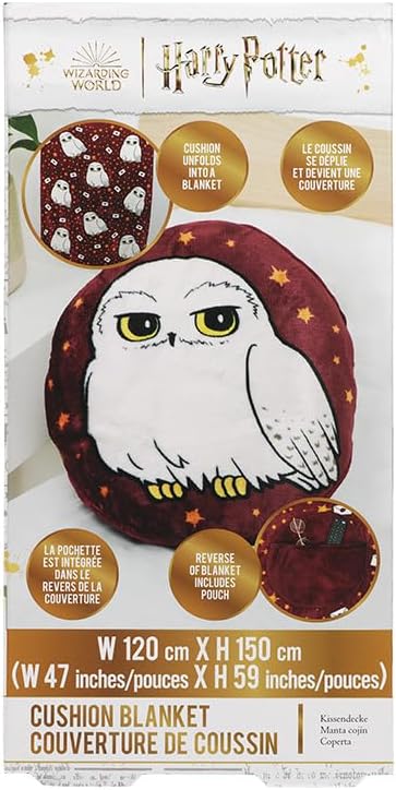 Paladone Harry Potter Hedwig 2-in-1 Cushion Blanket - Officially Licensed Harry Potter Travel Blanket, Foldable Soft Fluffy Throw, Compact Design for Living Room or Bedroom Decor - Image 6