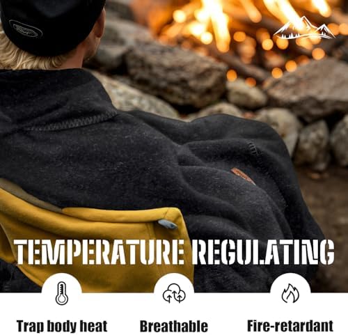 Molithe 100% Wool Blanket, 48" x 62", Warm, Thick, Washable, Military Wool Blanket, Great for Camping, Outdoors, Sporting Events, Survival Kits - Image 5