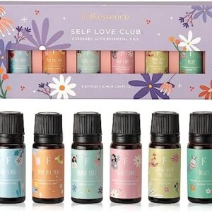 Folkulture Self Love Club Essential Oils Set | 6 Relaxing Fragrance Oils for Diffusers | Green Tea, Cashmere, Ocean Salt and More| Valentine’s Day Aromatherapy Gift for Her | Home Relaxation Scents