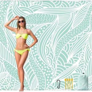 HIHOHO Beach Blanket Waterproof Sandproof Beach Mat for 1-8 Adults Quick Drying Durable Outdoor Picnic Mat for Beach Festival Travel Camping Hiking (LBL-Ripple, 79"×83"(4 Person))