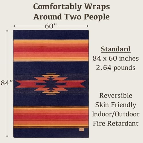 Chubbuck 100% Wool Blanket Camping (60" x 84") - Large Warm Blanket for Camping, Emergency, Outdoor Concerts and Home Use - Reversible, Fire Retardant, Soft and Warm Blankets for Winter (Sunset) - Image 2
