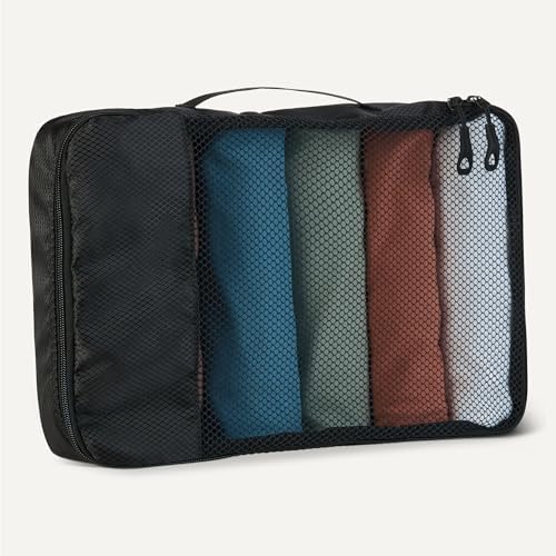 Amazon Essentials 4-Piece Packing Cubes Travel Accessories Set, Luggage Organizer with Double Zipper, Mesh Top, 100% Polyester, Medium, Black (Previously Amazon Basics) - Image 4