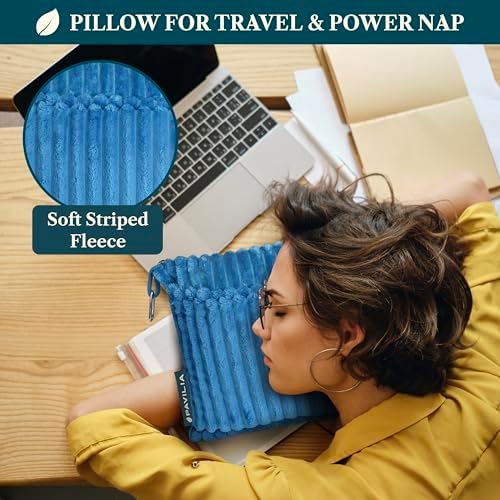 PAVILIA Travel Blanket Pillow in Soft Bag with Pockets, Airplane Blanket Set, Plane Blanket Compact Packable, Flight Essentials Car Pillow, Travelers Accessories Gifts, Luggage Strap, Turquoise - Image 5