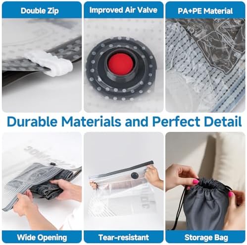 Travel Vacuum Storage Bags 16 Pack with USB Powered Electric Pump, Vacuum Seal Bags for Clothing Travel, Space Saver Bags for Luggage, Suitcase & Home Organization - Image 7