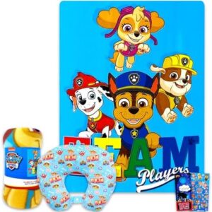 Nickelodeon Paw Patrol Travel Blanket and Pillow Set Bundle with Puppy Blanket, Pillow, Stickers, More | Paw Patrol Travel Accessories for Kids