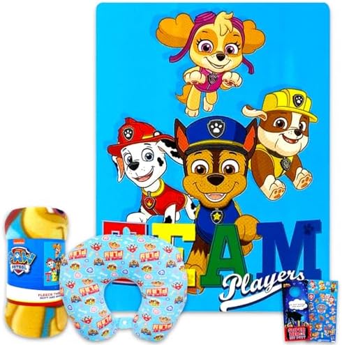 Nickelodeon Paw Patrol Travel Blanket and Pillow Set Bundle with Puppy Blanket, Pillow, Stickers, More | Paw Patrol Travel Accessories for Kids