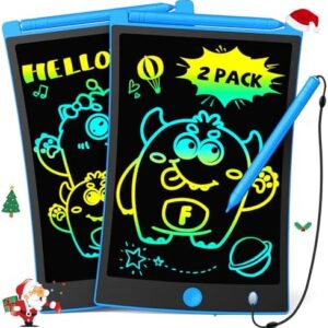 TEKFUN 2 Pack LCD Writing Tablet with Stylus, 8.5in Erasable Doodle Board Mess Free Drawing Pad for Kids, Car Trip Educational Toys Birthday Christmas Gift for 3 4 5 6 7 Girls Boys (2*Blue)