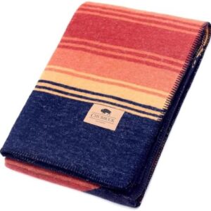 Chubbuck 100% Wool Blanket Camping (60" x 84") - Large Warm Blanket for Camping, Emergency, Outdoor Concerts and Home Use - Reversible, Fire Retardant, Soft and Warm Blankets for Winter (Sunset)