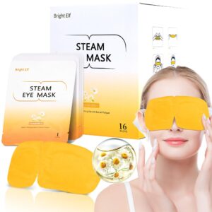 16 Packs Steam Eye Mask, Warm Eye Compress for Dry Eye Sleep Mask, Heated Eye Masks Relaxing Gifts for Women Moist Heat for Eyes Soothing Eye Fatigue, Disposable Eye Mask for SPA Essentials(Chamomile)