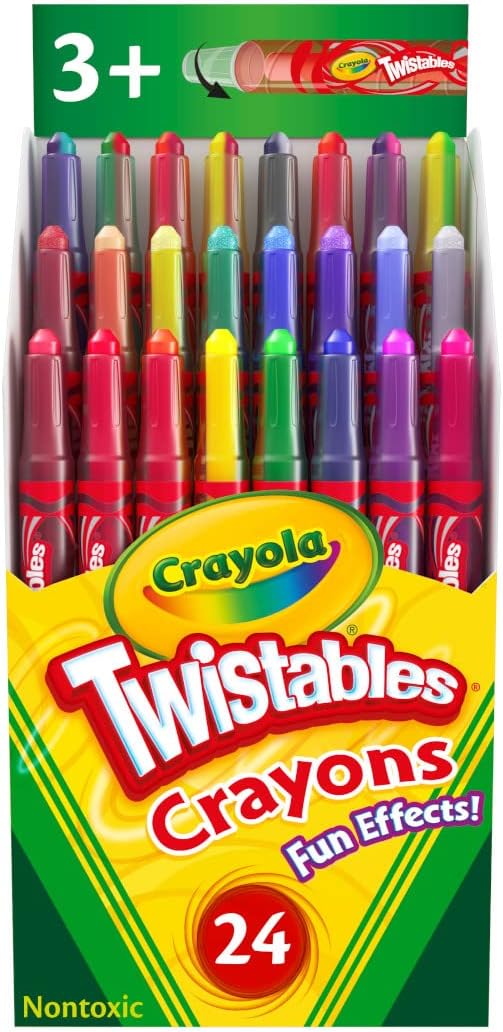 Crayola Twistables Crayons for Kids (24ct) No Sharpen Toddler Coloring Supplies, Less Mess, Stocking Stuffer & Holiday Gifts for Boys & Girls, Ages 3, 4, 5