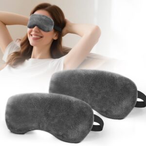 Microwave Heated Eye Mask, Steam Warm Compress for Dry Eyes, Work with Relieve, Blepharitis & Stye Treatment (Gray) - 2 Pack