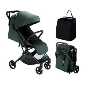 MAMAZING Lightweight Baby Travel Stroller with Carbon Fiber Frame, Compact & Airplane-Friendly, One-Handed Folding Design, 11.6 lbs, Perfect for Toddlers, Green