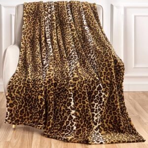 Edenleaf Leopard Print Blanket Fleece Throw for Bed Sofa Travel and Camping, Super Soft Cozy Fluffy Plush Cheetah Print Blanket for All Seasons 50"x60" (Dark Brown)