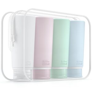 Valourgo Travel Bottles for Toiletries Tsa Approved Travel Size Containers BPA Free Leak Proof Travel Tubes Refillable Liquid Travel Accessories for Cosmetic Shampoo and Lotion Soap for travel, 4Pcs