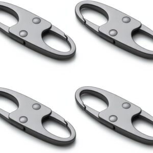 zelin Anti Theft Zipper Clips Double Opening Small Carabiner Clips, 4Pcs Elegant Zinc Alloy Zipper Pull Replacement for Travel, Commuting and Camping (Space Grey)