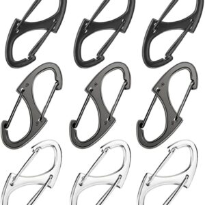 9Pcs Zipper Clip Theft Deterrent, Double Opening Lock Zipper Pull Replacement Clips, Small Carabiner Clips for Bag Luggage Pickpocket Backpack Purse Traveling Camping Suitcase
