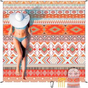 HIHOHO Beach Blanket Waterproof Sandproof Extra Large Beach Mat 79" X 83"/120"x108"for 1-8 Adults Quick Drying Durable Outdoor Picnic Mat for Beach Travel Camping Hiking