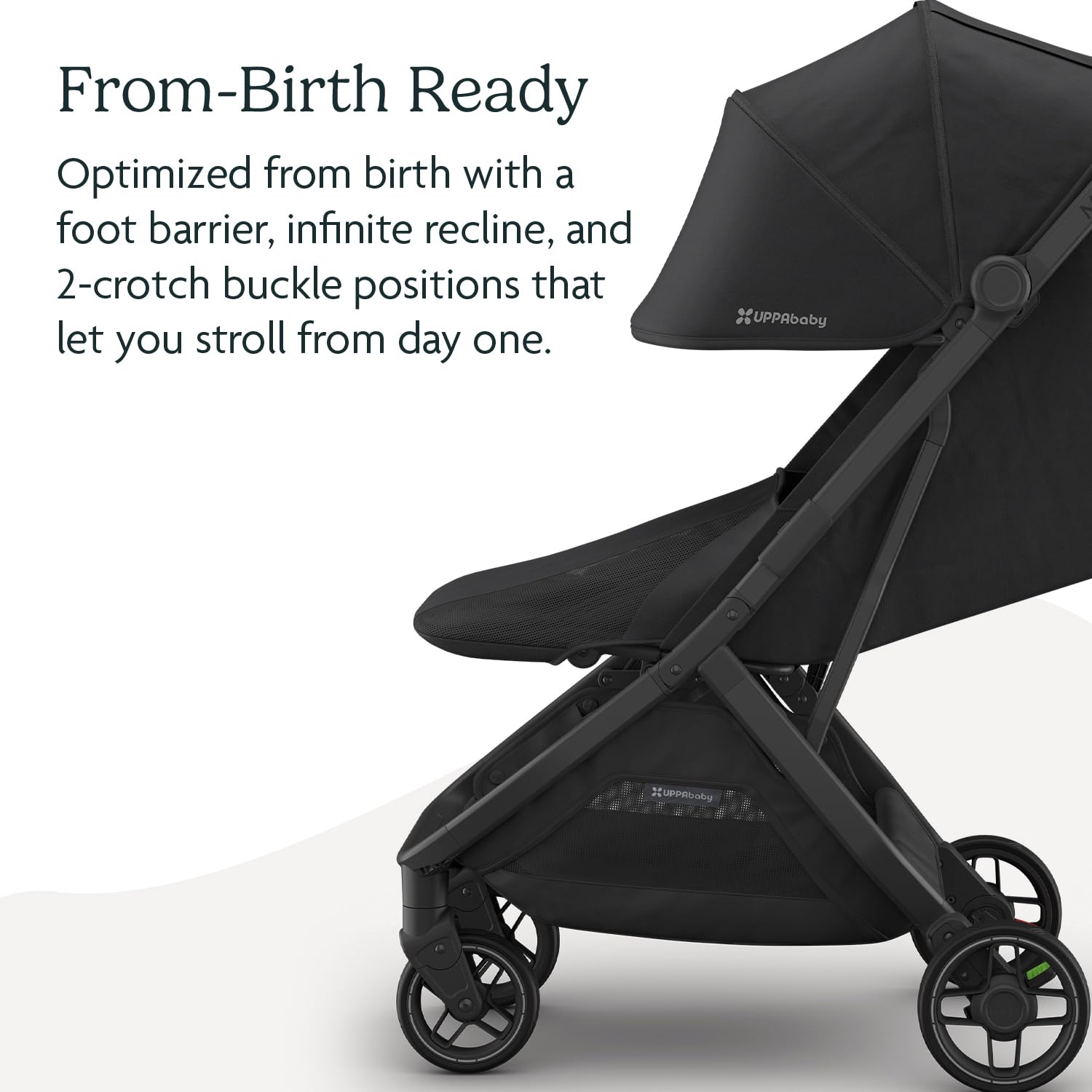 UPPAbaby Minu V3 Travel Stroller | Lightweight + Compact Design | One-Hand Fold + Unfold | from Birth + Overhead Compatible | Jake (Charcoal/Carbon Frame/Black Leather) - Image 4