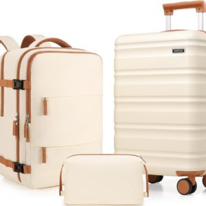 3 Piece Luggage Set 20 Inch Carry On Suitcase with Spinner Wheels, PC Hard Shell TSA Lock, Expandable & Fully Lined Interior, Airline Approved