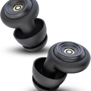 Noise Cancelling Earplugs for Sleep, Swimming, Travel, Concerts, Focus and Work, 50dB Noise Reduction Washable Silicone Ear Plugs with Filter Tech, 5 Pairs of Ear Tips & Carrying Case(Black)
