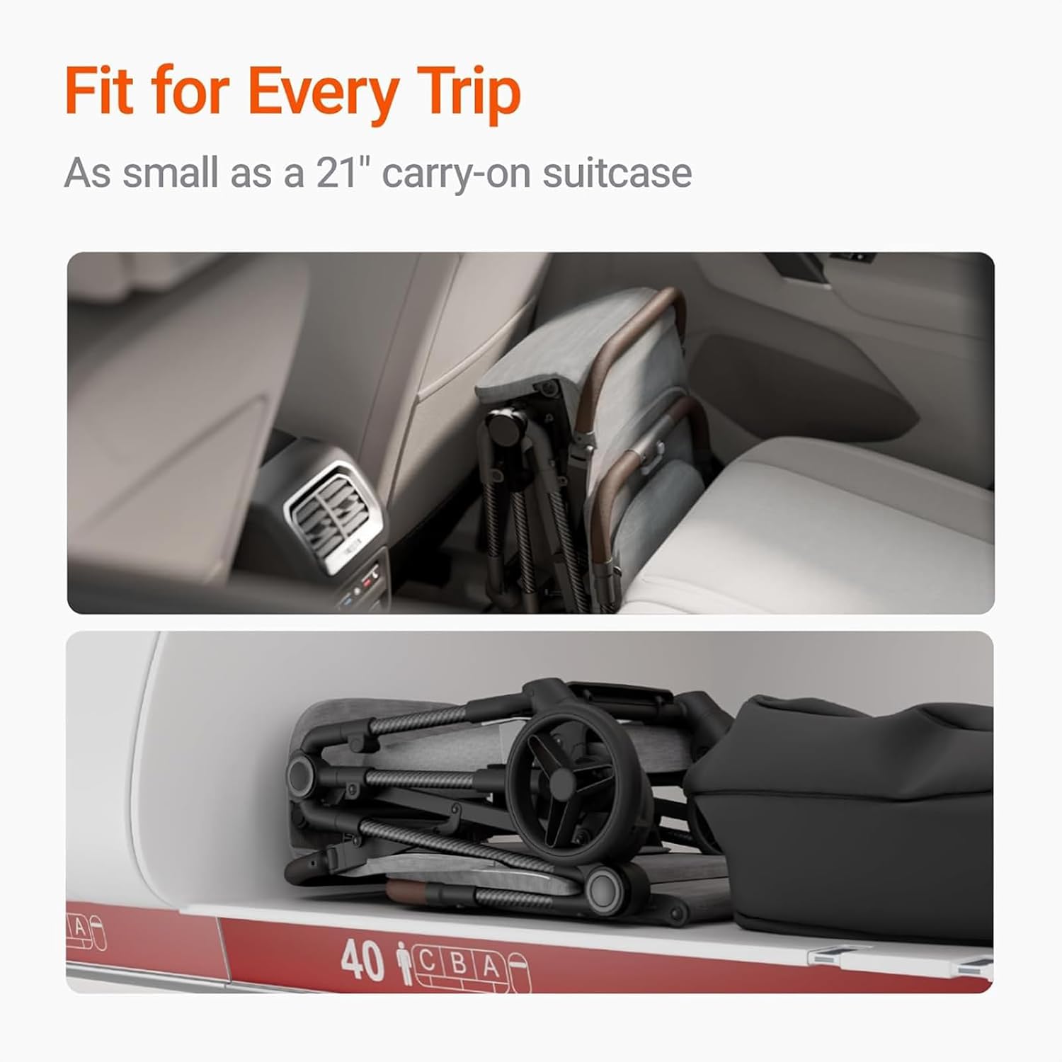 MAMAZING Lightweight Baby Travel Stroller with Carbon Fiber Frame, Compact & Airplane-Friendly, One-Handed Folding Design, 11.6 lbs, Perfect for Toddlers, Grey - Image 5