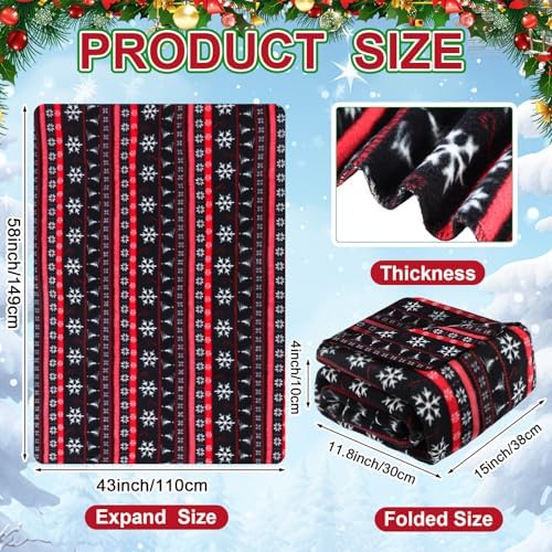 Tuanse 58 x 43 Inches 12 Volt Heated Car Blanket Plug in Portable Car Electric Blanket with Cigarette Lighter, Temperature Controller and Storage Bag for Rv Truck Traveling(Red Black,Snowflakes) - Image 2