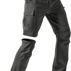 Moosehill Men's-Hiking-Pants Convertible Quick-Dry Water-Resistant Lightweight Zip-Off Outdoor with 5 Deep Pockets