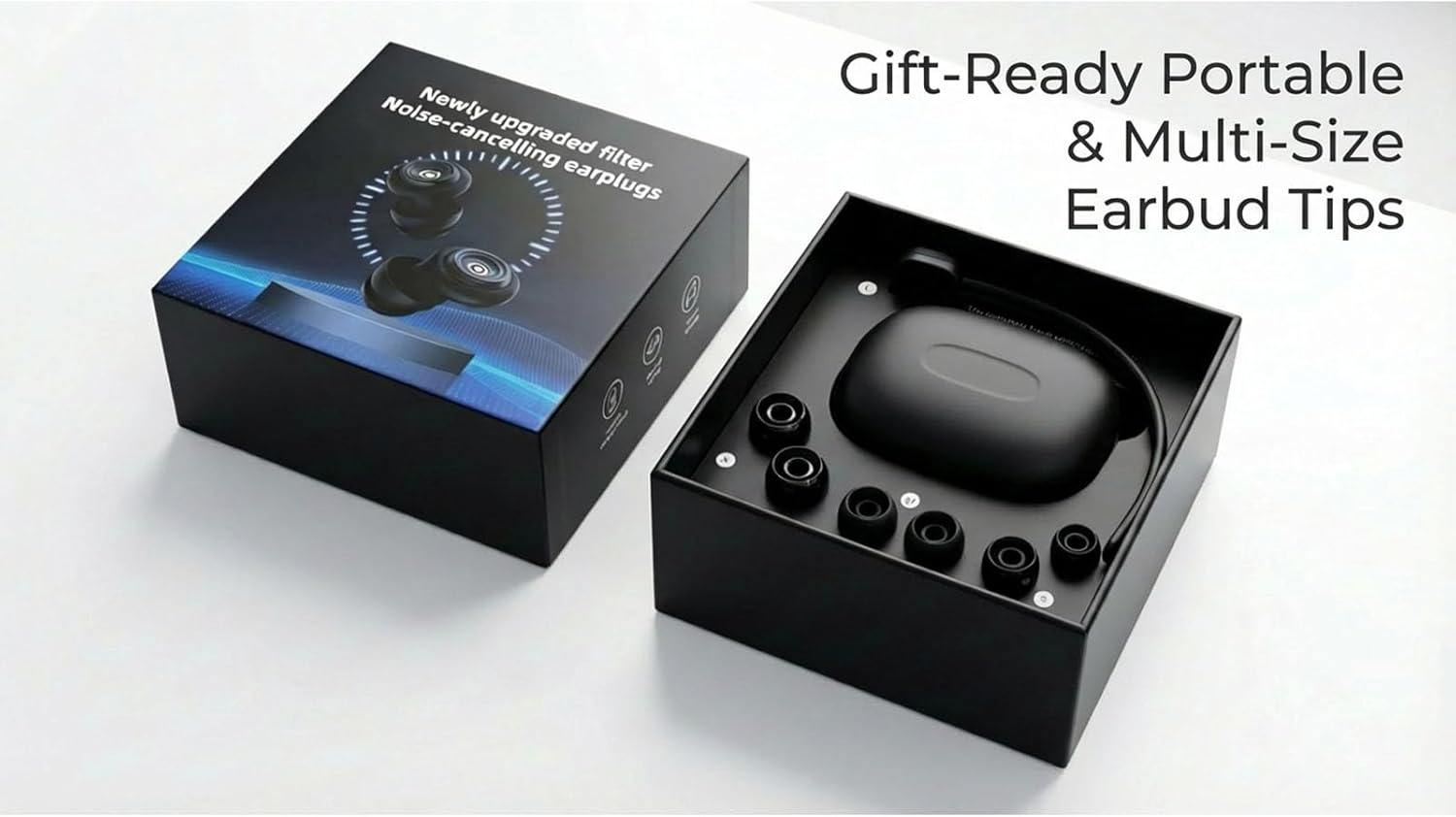 Noise Cancelling Earplugs for Sleep, Swimming, Travel, Concerts, Focus and Work, 50dB Noise Reduction Washable Silicone Ear Plugs with Filter Tech, 5 Pairs of Ear Tips & Carrying Case(Black) - Image 5