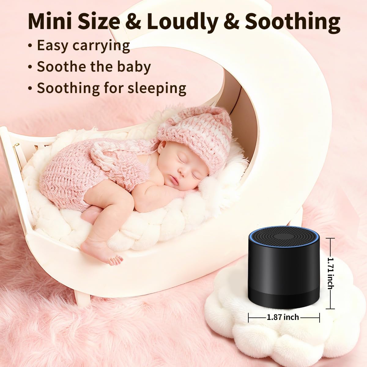 Portable Mini White Noise Machine Sound Machine with 30 Soothing Sounds for Newborn Kids Adults Rechargeable Sleep Brown Noise Machine with 4 Timers Memory Function for Travel Camping Home and Office - Image 3