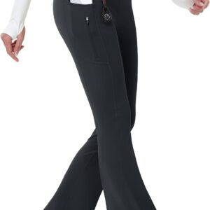 MAGCOMSEN Women's Fleece Lined Flare Leggings Waterproof Insulated Winter Pants Warm Snow Yoga Hiking Bootcut 3 Pcokets