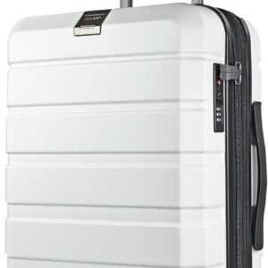 KROSER Hardside Expandable Carry On Luggage with Spinner Wheels & Built-in TSA Lock, Durable Suitcase Rolling Luggage with USB Port, Carry-On 20-Inch, White