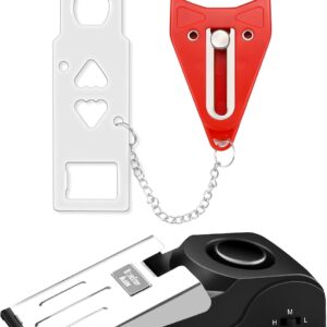 Portable Door Lock & Door Stop Alarm Set, Dual Protection for Privacy and Safety in Home Door Lock Kit, Door Alarm with 120dB Siren for Travel, Hotel, Apartment, College, Home