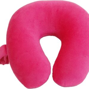 Kids Travel Neck Pillow - Cozy Soft Microfiber, Compact Design for Airplane, Car Seat, or Toddler Travel Support – Pink