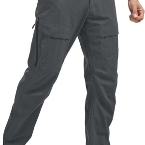 Men's Ripstop Cargo Hiking Pants, Water Resistant Outdoor Work Trousers, Multi-Pocket Pants for Camping Safari