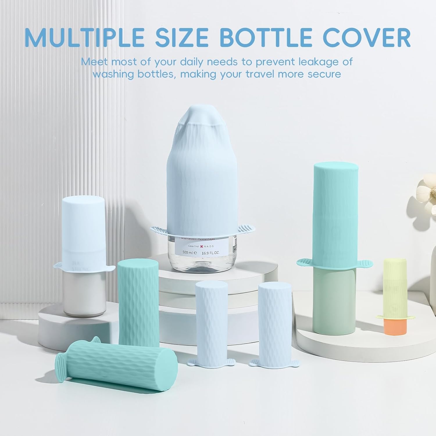 Bottle Covers for Travel, Leak Proof Elastic Sleeves, Travel Size Container Covers, Holiday Essentials for Women, Multiple Sizes Cover Suit for Various liquids Toiletries Bottles (8pcs) - Image 2